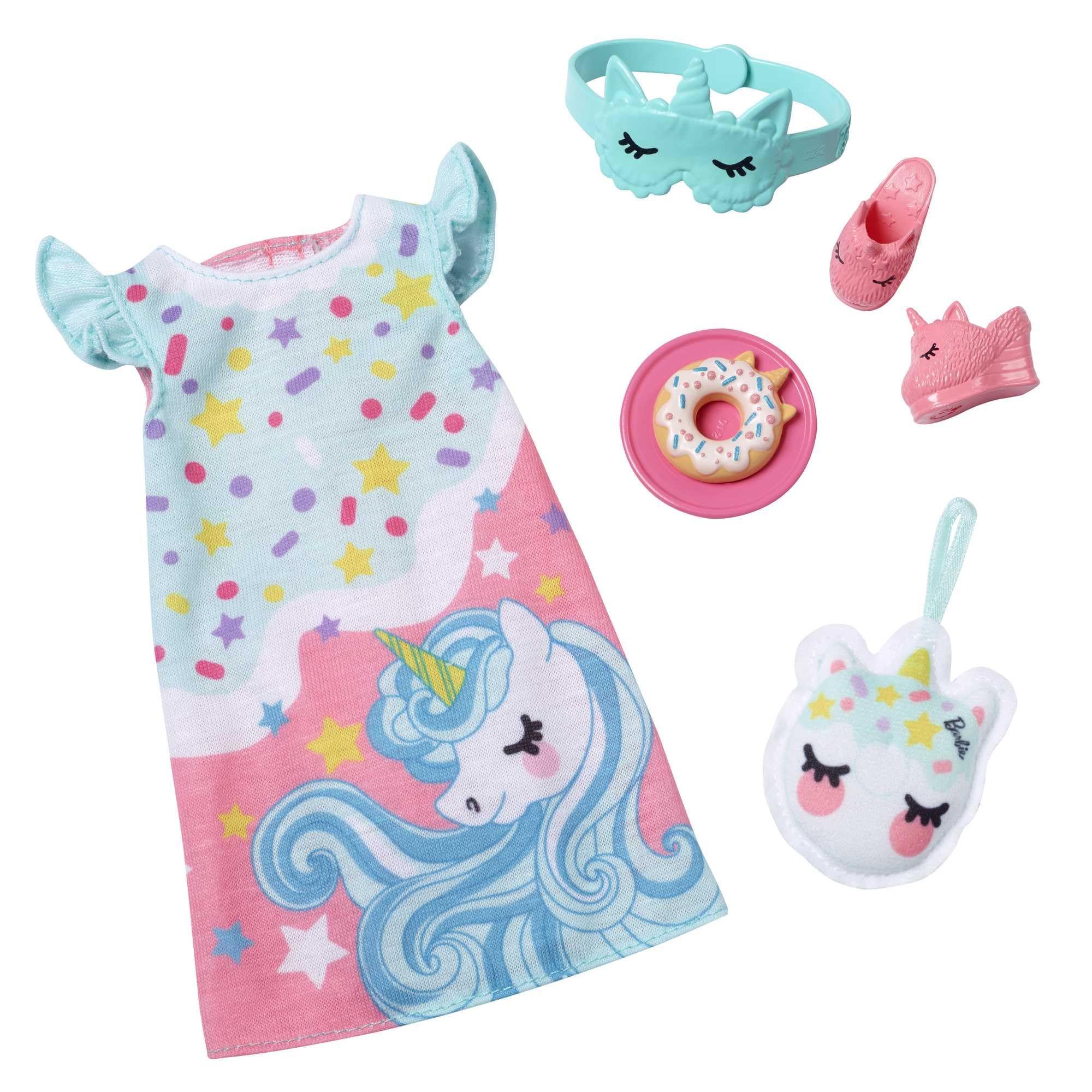Barbie My First Barbie Clothes, Fashion Pack for 13.5-inch Preschool Dolls, Set with Pajamas,Slippers & Bedtime Accessories