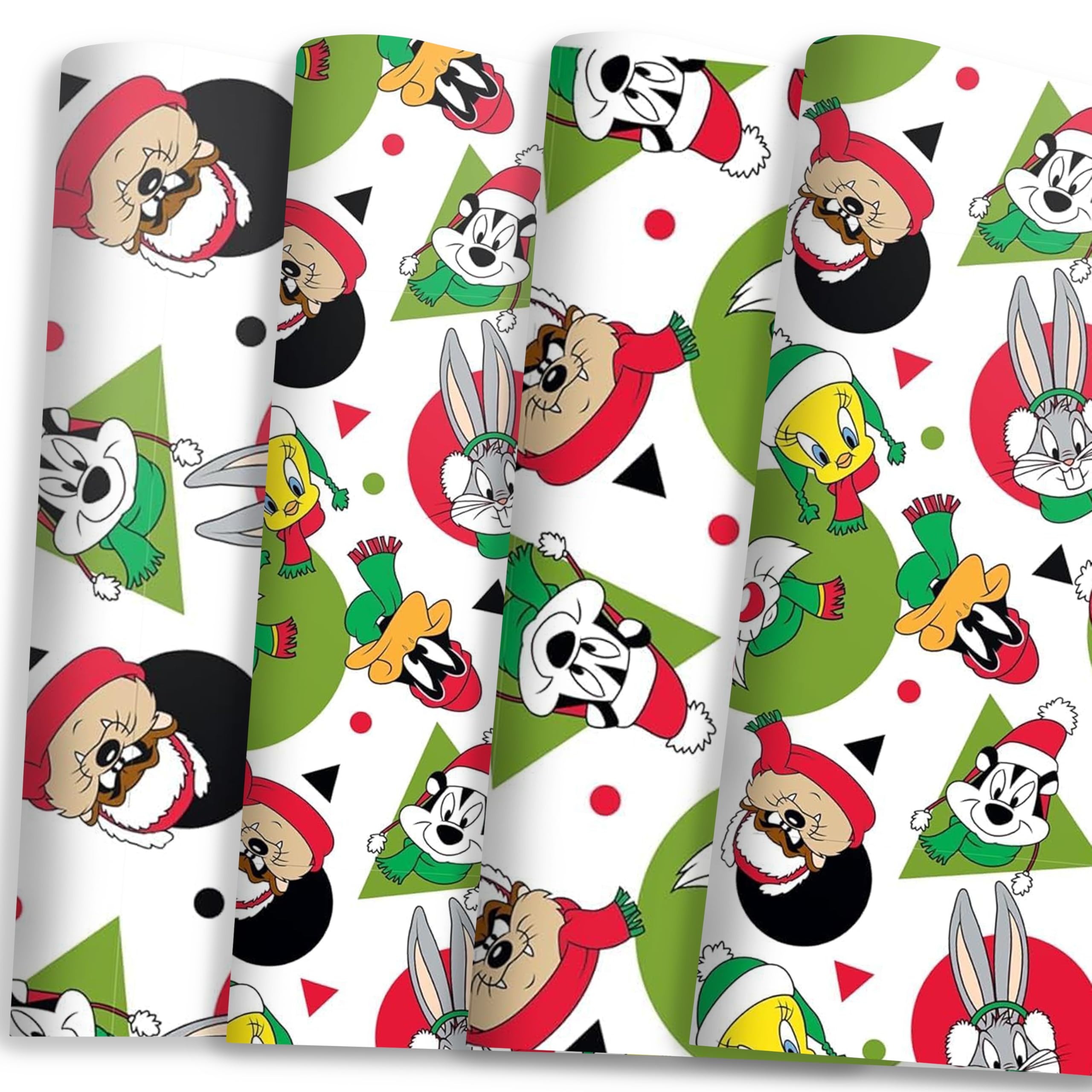 Looney Tunes Wrapping Paper Featuring Bugs Bunny, Taz, Daffy Duck, and Tweety, Pepé Le Pew, and Sylvester- 12 Sheets - 20" x 30" - Festive Holiday Gift Wrap by Silver Buffalo