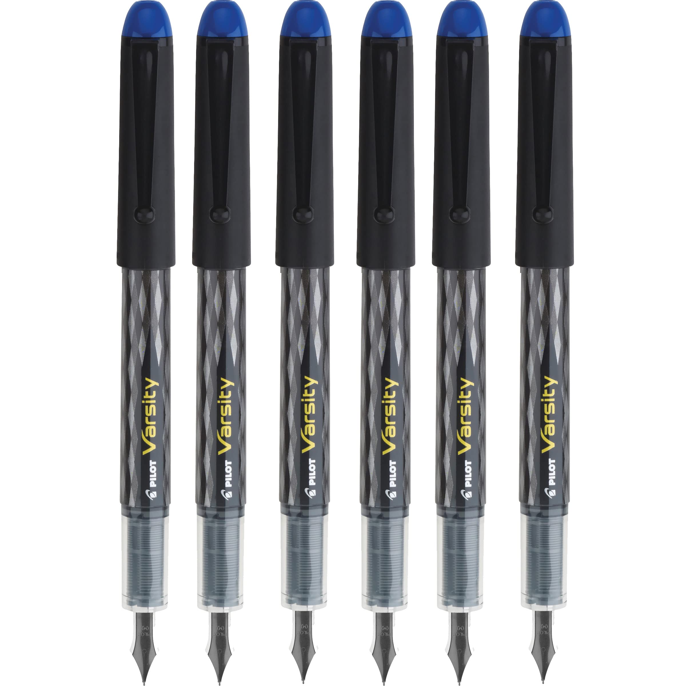 Pilot Varsity Disposable Fountain Pens, Blue Ink, Medium Point, Pack of 6