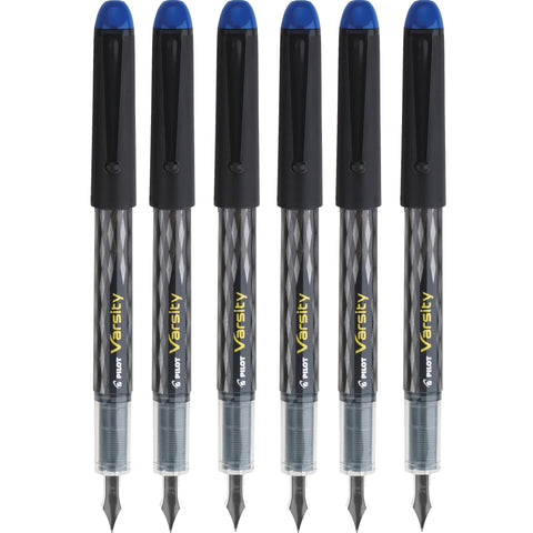 Pilot Varsity Disposable Fountain Pens, Blue Ink, Medium Point, Pack of 6