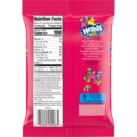 NERDS Gummy Clusters Candy, Rainbow, Crunchy and Gummy, 5 oz