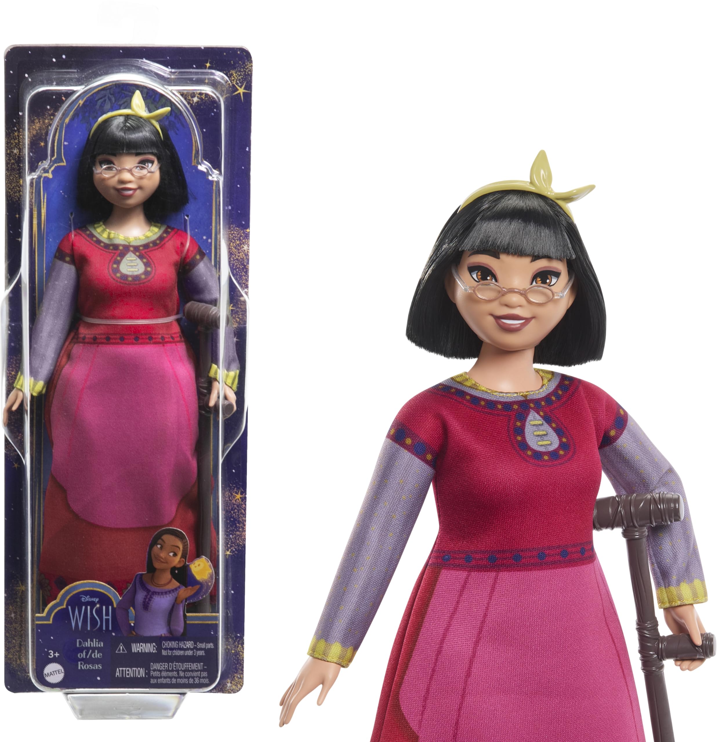 Mattel Disney Wish Toys, Dahlia of Rosas Posable Fashion Doll with Removable Clothes & Accessories, Inspired by the Movie