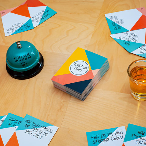 TMD Retail Turnt Up Trivia Card Game for Adults - Call Bell Game for Family and Friends - Bachelor and Birthday Party Trivia With 1.5 Oz Shot Glass (44 Ml)