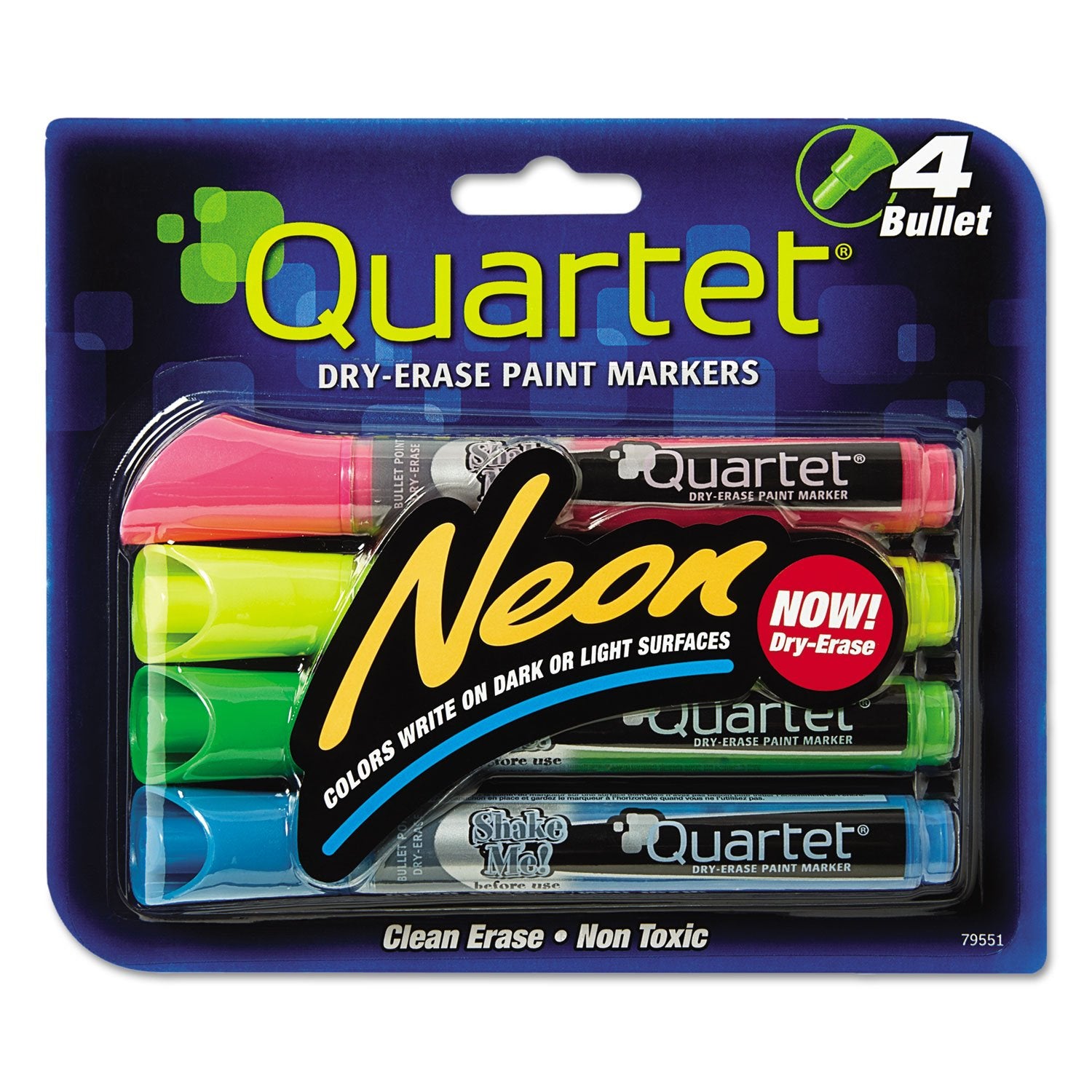 Quartet 79551 Neon Dry Erase Marker Set, Assorted, 4/Set