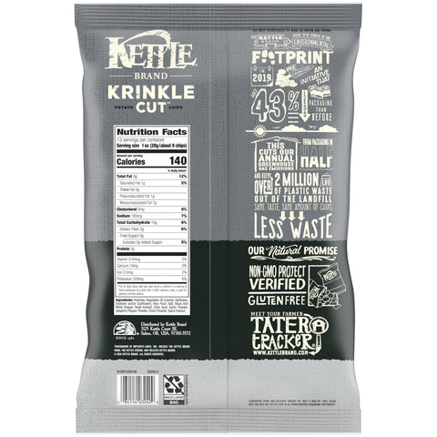 Kettle Brand Potato Chips, Krinkle Cut, Salt & Ground Pepper Kettle Chips, Party Size, 13 Oz