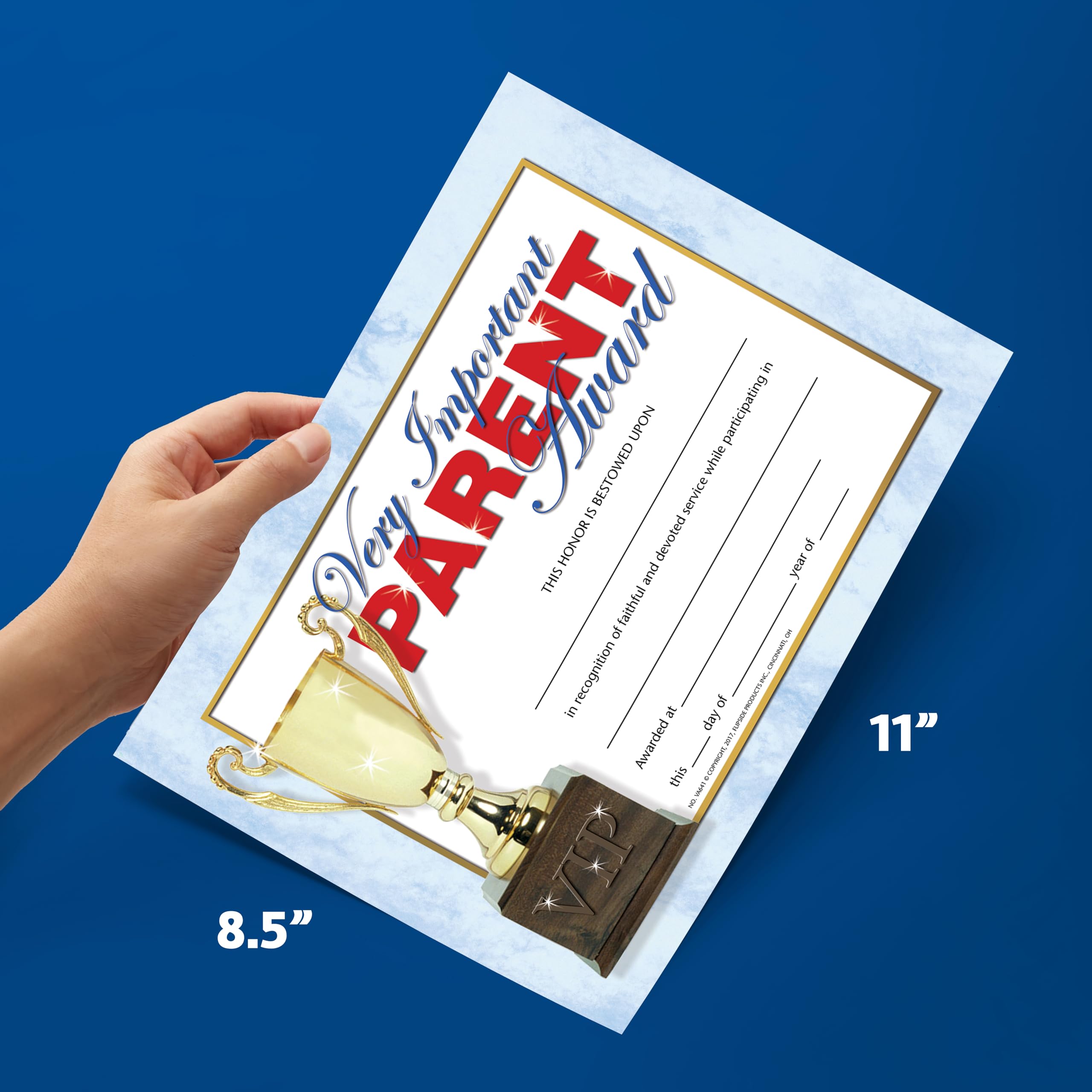 Hayes Very Important Parent Award Certificates, Personalized Parent Recognition Certificates with Trophy Design, Full-Color Matte Finish, 8.5" x 11" - 30 Pack