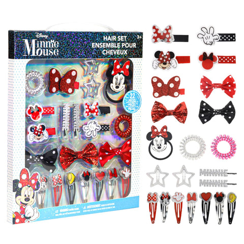Disney Minnie Mouse Hair Accessories Set for Kids, Perfect for Parties, Sleepovers and Makeovers, Ages 3+, By Townley Girl