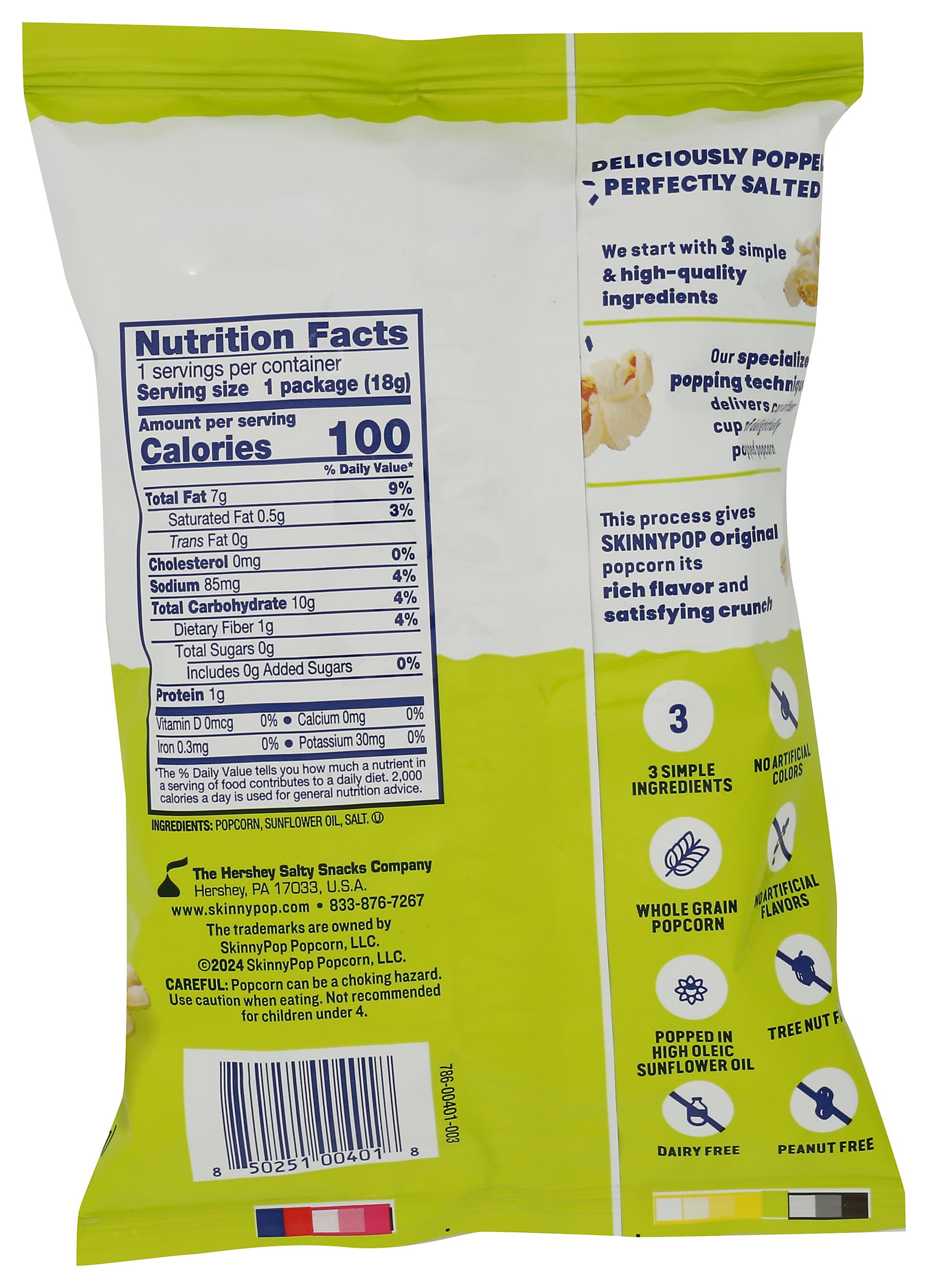 Skinny Pop Popcorn, 0.65 oz