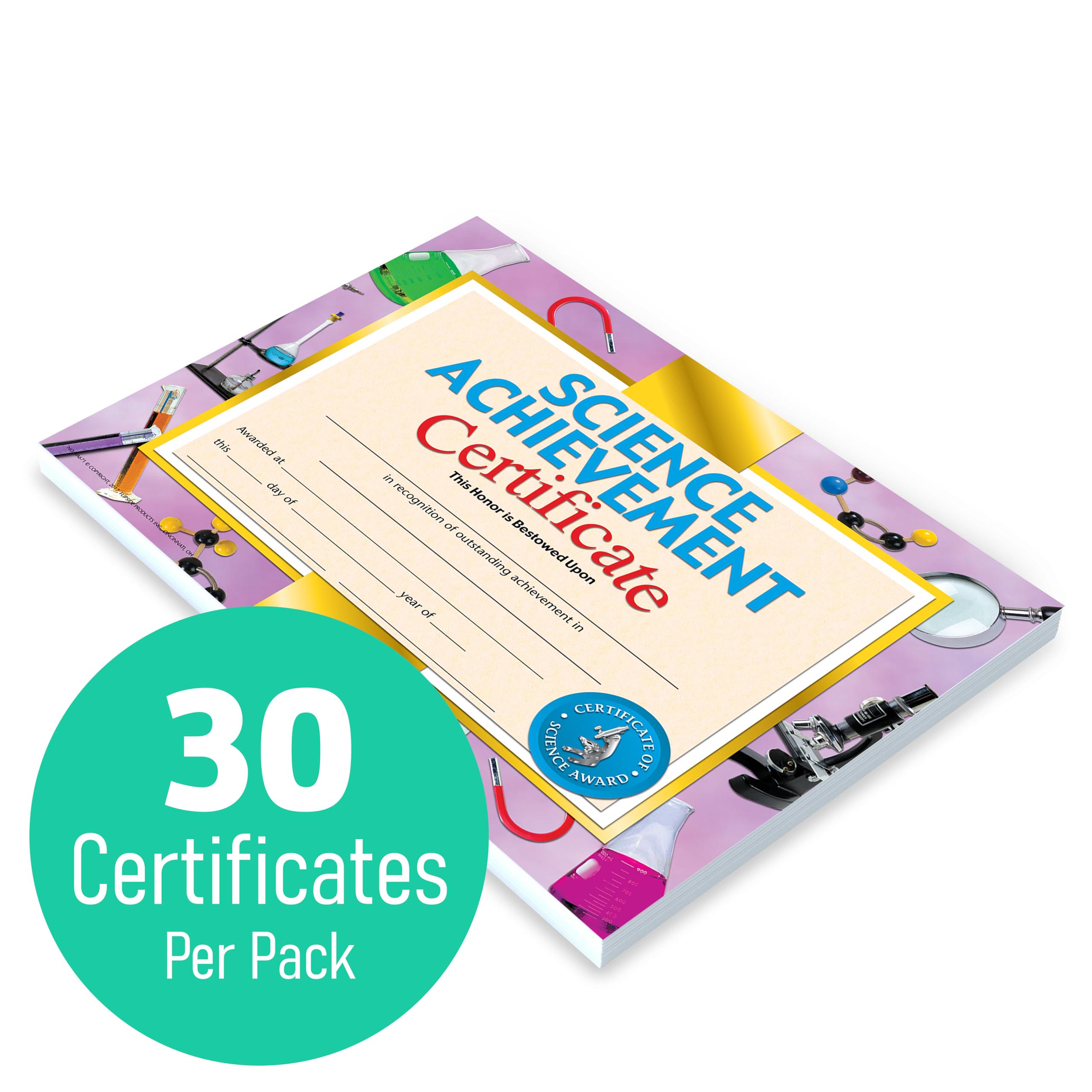 Hayes Science Achievement Certificate, 8.5" x 11", Pack of 30