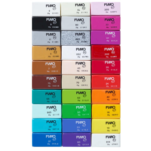 STAEDTLER FIMO Soft Oven-Bake Polymer Clay - Assorted Colors Sampler: 30 x 25g Half Blocks - Starter Kit for Modelling, Jewelry Making, Sculpting, Non-Toxic, Adult Arts and Crafts Supplies & Hobbies