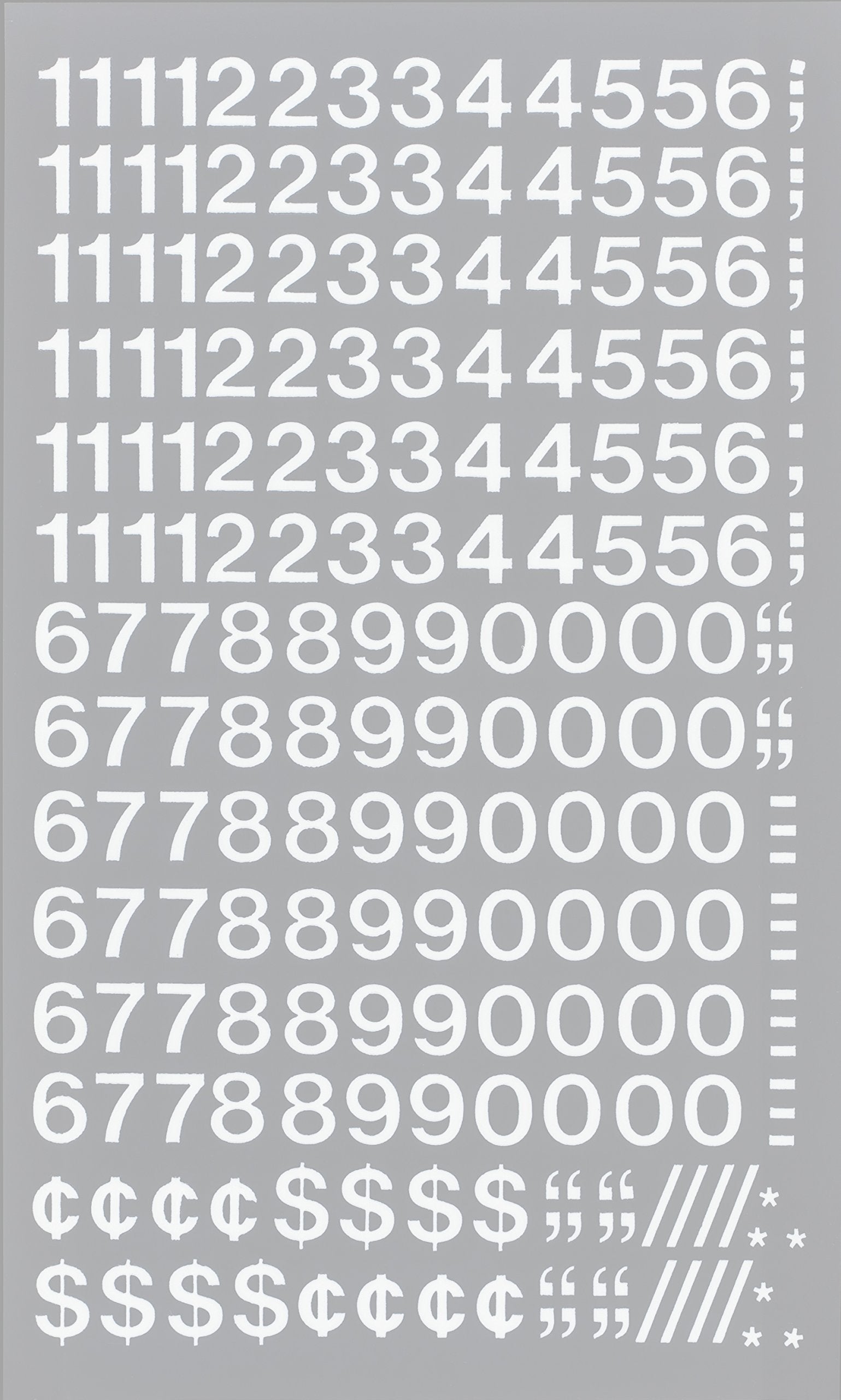 Chartpak Self-Adhesive Vinyl Numbers, 1/2 Inch High, White, 210 per Pack (01116)