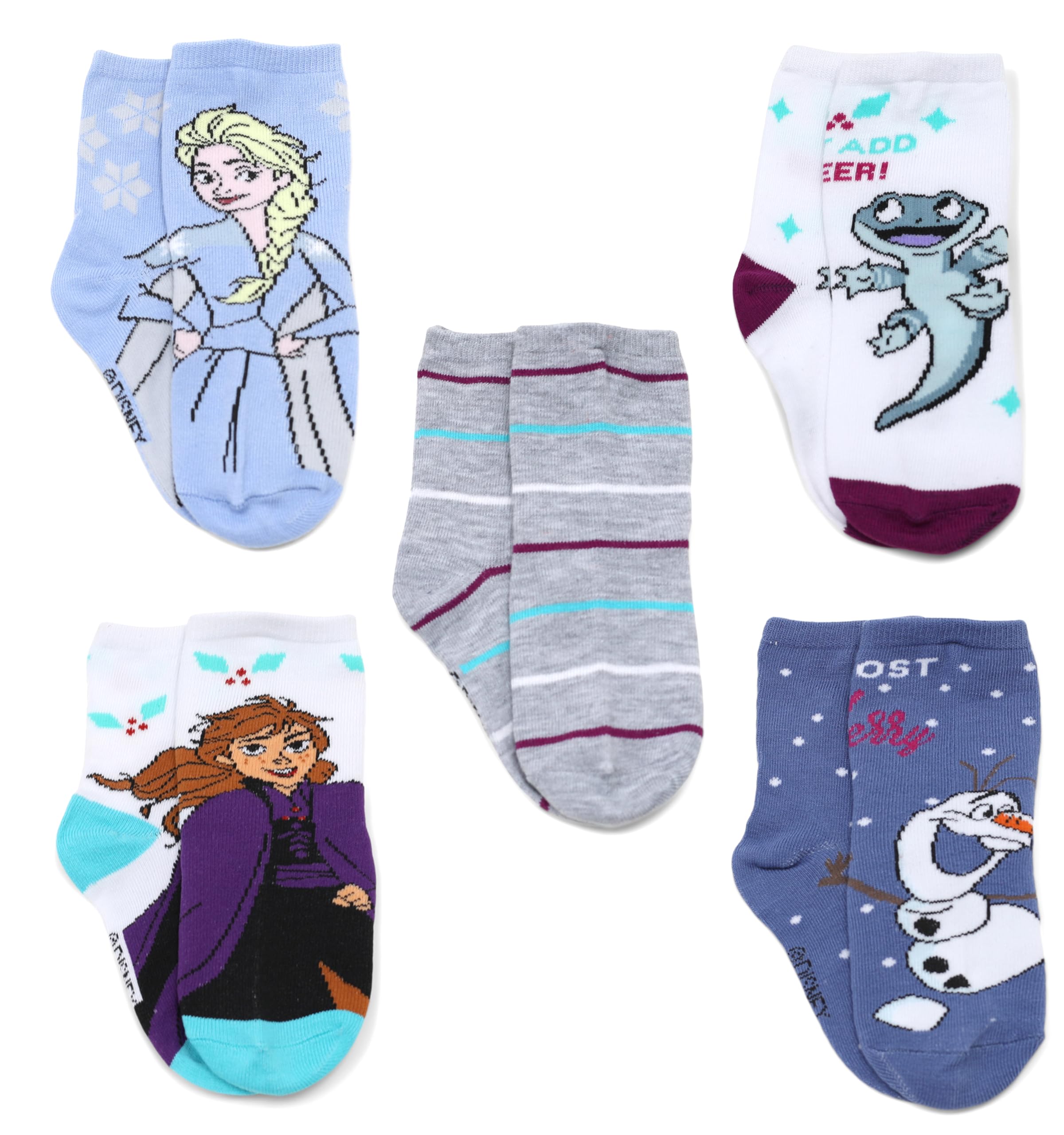 Disney Frozen Girls Toddler Multi Pack Socks Set, Lavender, Small