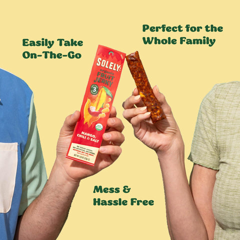 SOLELY - Organic Mango Guava Fruit Jerky - 12 Individually Wrapped Strips (12-Pack) - Fruit Leather Made from Dried Fruit - Healthy Snacks for Adults & Kids - Non GMO, Vegan Snacks - 0.8oz (23g)