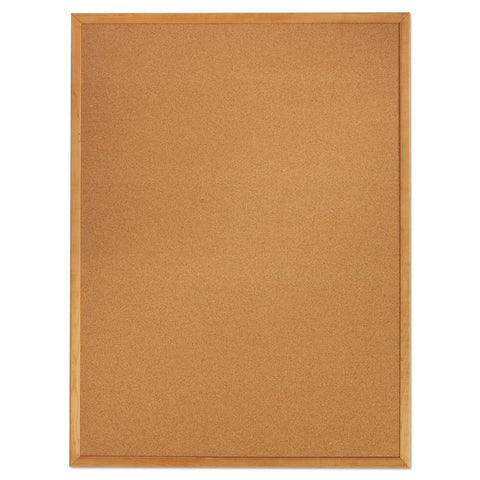 Quartet Cork Bulletin Board 48"W x 36"H Pin Board, Oak Finish Frame (304)