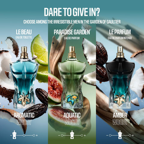 Jean Paul Gaultier Le Beau Eau de Toilette for Men - Long Lasting Addictive Aromatic Woody Mens Cologne with Bergamot, Coconut Wood & Tonka Bean - Designer Fragrance Spray, 4.2 oz