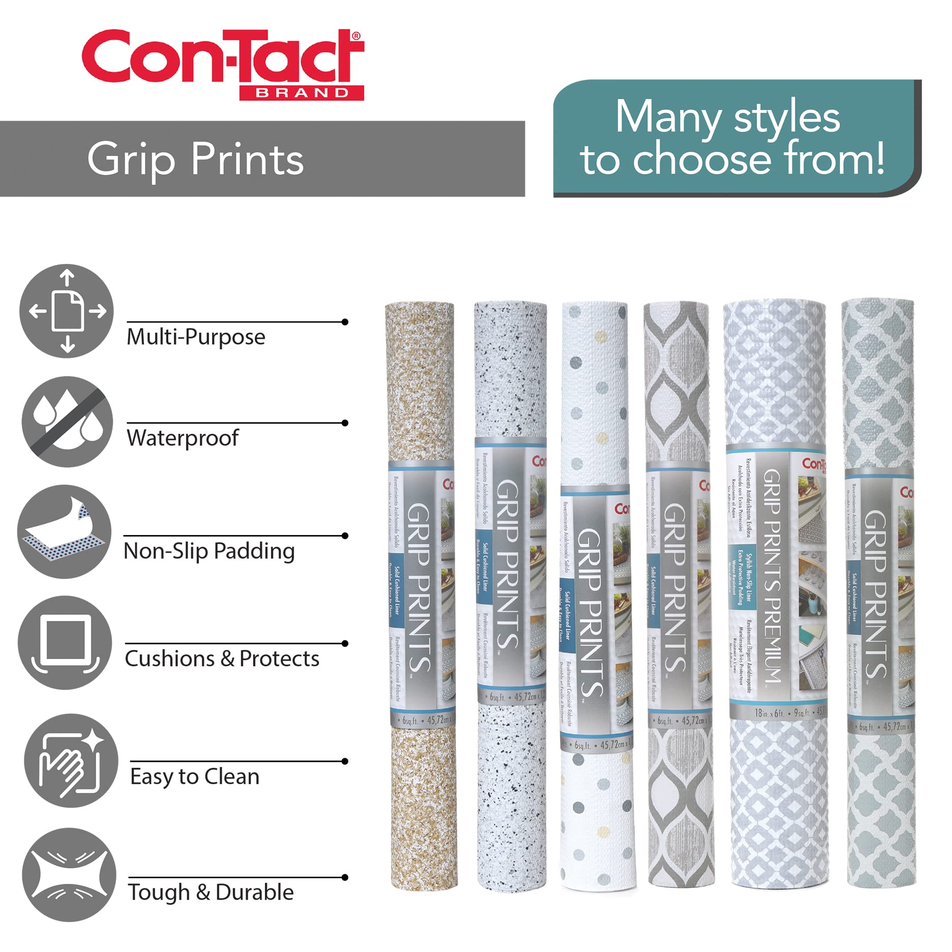 Con-Tact Brand Grip Prints Non-Adhesive Non-Slip Vinyl Liner for Shelf, Drawer and Counter Tops, 18'' x 4', Almond