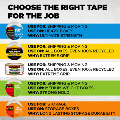 Scotch Box Lock Packing Tape, Clear, Extreme Grip Box Packaging Tape for Shipping and Mailing, 1.88 in x 22.2 yd, 1 Refill Roll