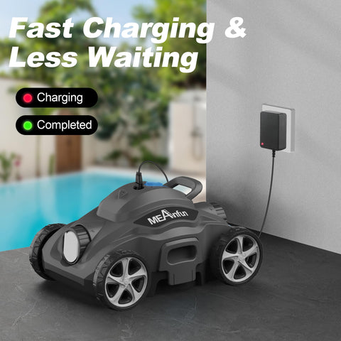 2024 New Cordless Robotic Pool Vacuum Cleaner, Last 110 Mins & Clean 1076 Sq. Ft for Above Ground and Inground Pool Robot - 5800mah Automatic Parking Pools Cleaning Tools PC01 Grey