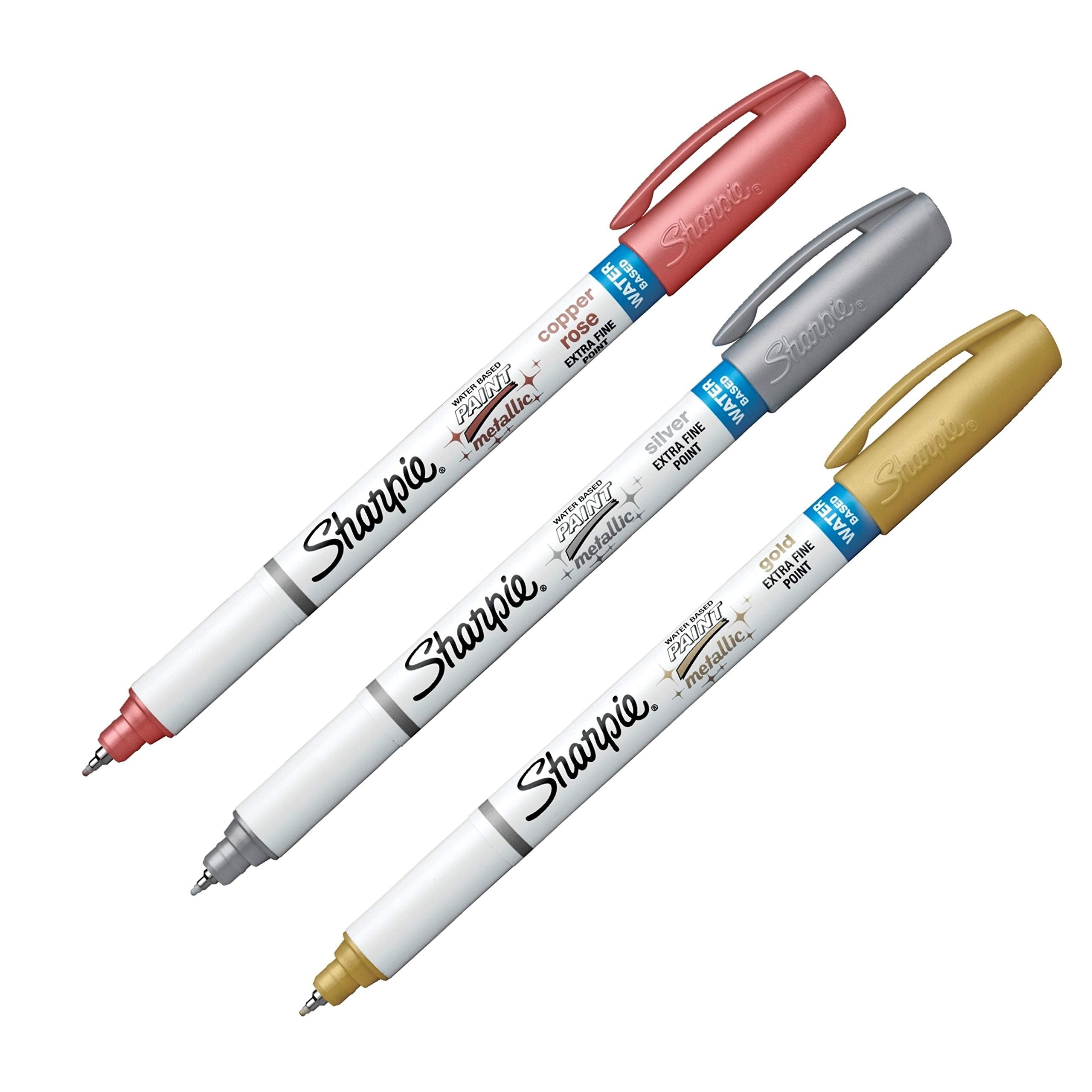 Sharpie® Water-Based Paint Markers, Extra-Fine Point, Metallic Colors, 3 Pack