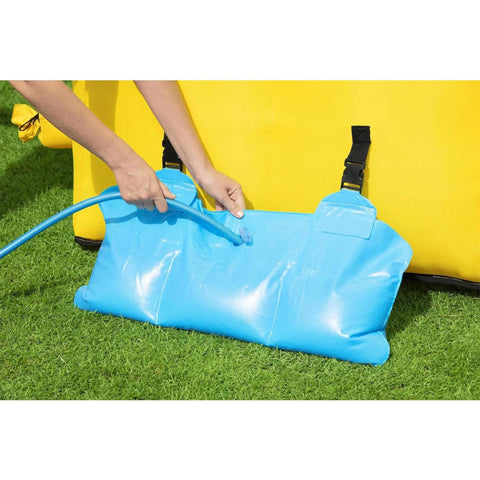Bestway H2OGO Mount Splashmore Kids Inflatable Outdoor Backyard Water Slide Splash Park with Climbing Wall, Slide, Splash Zone, and Spray Blaster