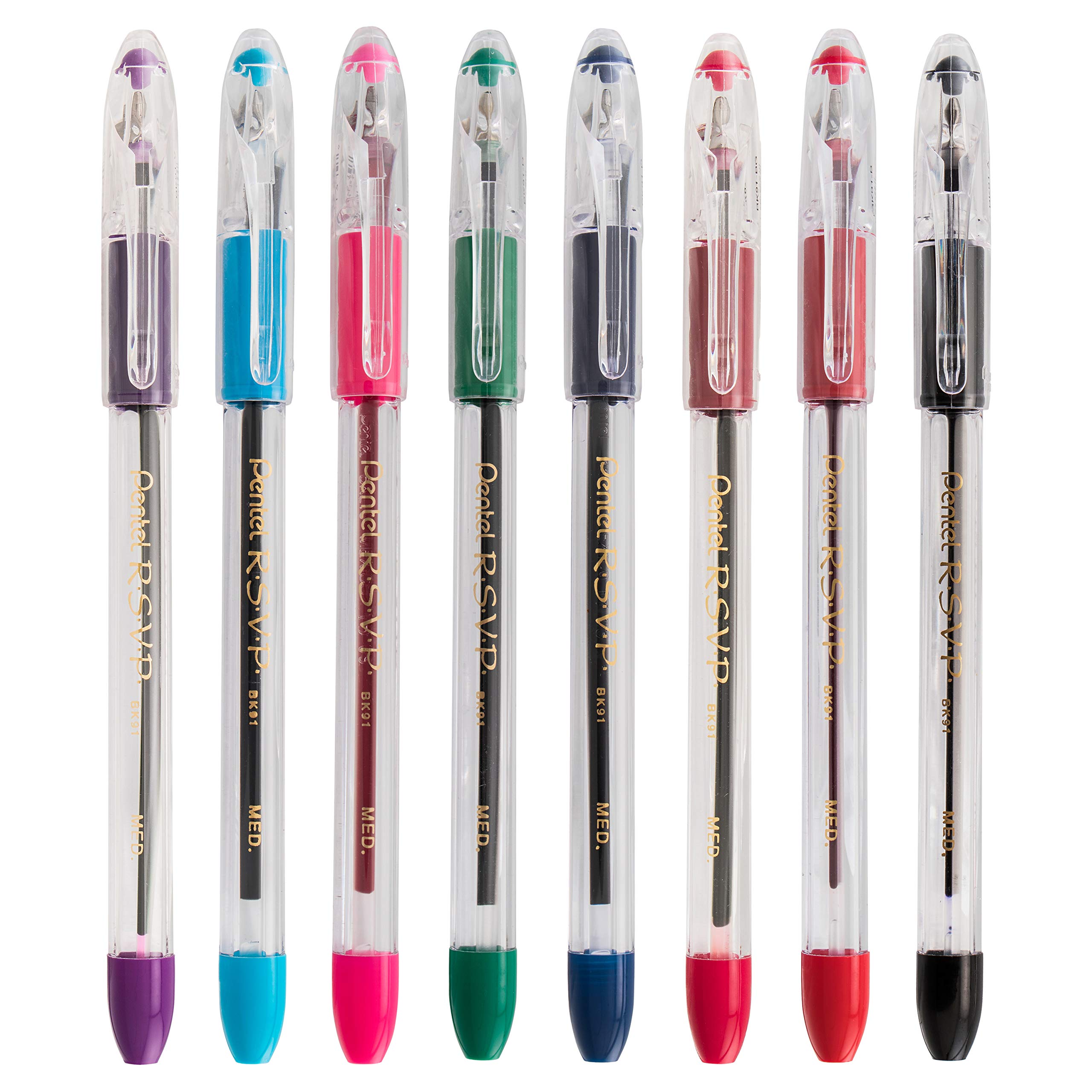 Pentel R.S.V.P. Ballpoint Pen, Medium Line, Blue Ink (BK91BP2C) (Pack of 1, 2 Count Total)