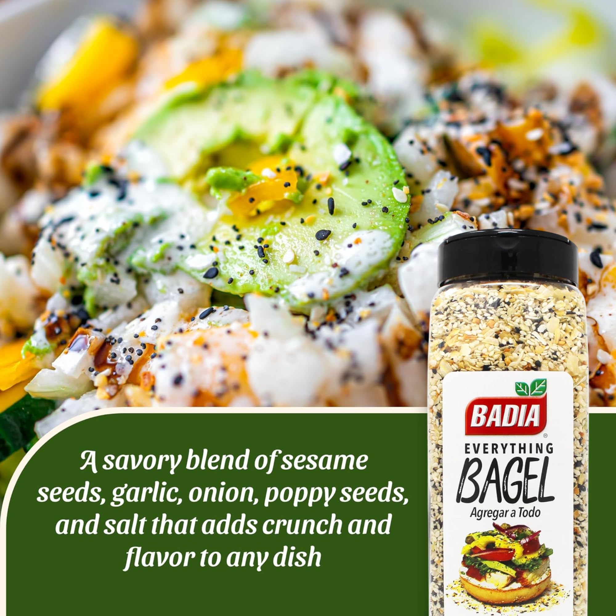 Badia Everything Bagel Seasoning Blend, 22 oz - Sesame Seed, Poppy Seed, Garlic, Onion and Salt