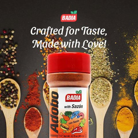 Badia Adobo with Sazon (Adobo con Sazon) All Purpose Seasoning, 12.75 oz – Flavorful Latin Blend for Meats, Rice & Everyday Cooking