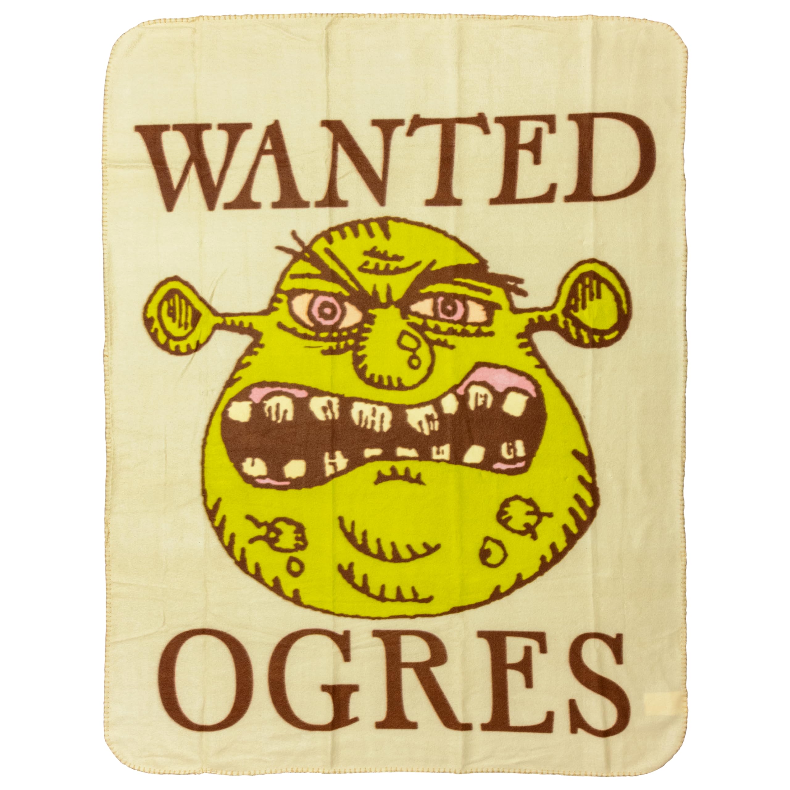 Silver Buffalo Shrek Wanted Ogres Sign 45" x 60" Fleece Throw, Soft and Cozy Blanket, 180 GSM