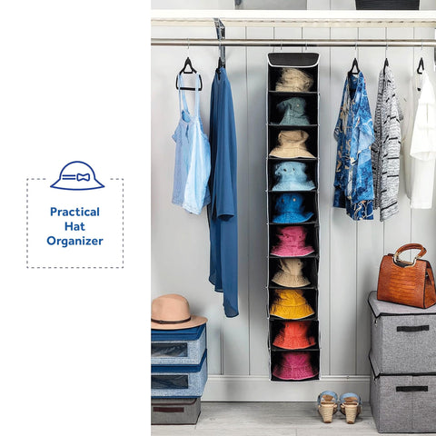ZOBER Hanging Closet Organizer, 10-Shelf - Hanging Storage Organizer Shelves for Clothes, Towels, Toys - College Dorm Room, Nursery, & Home Closet