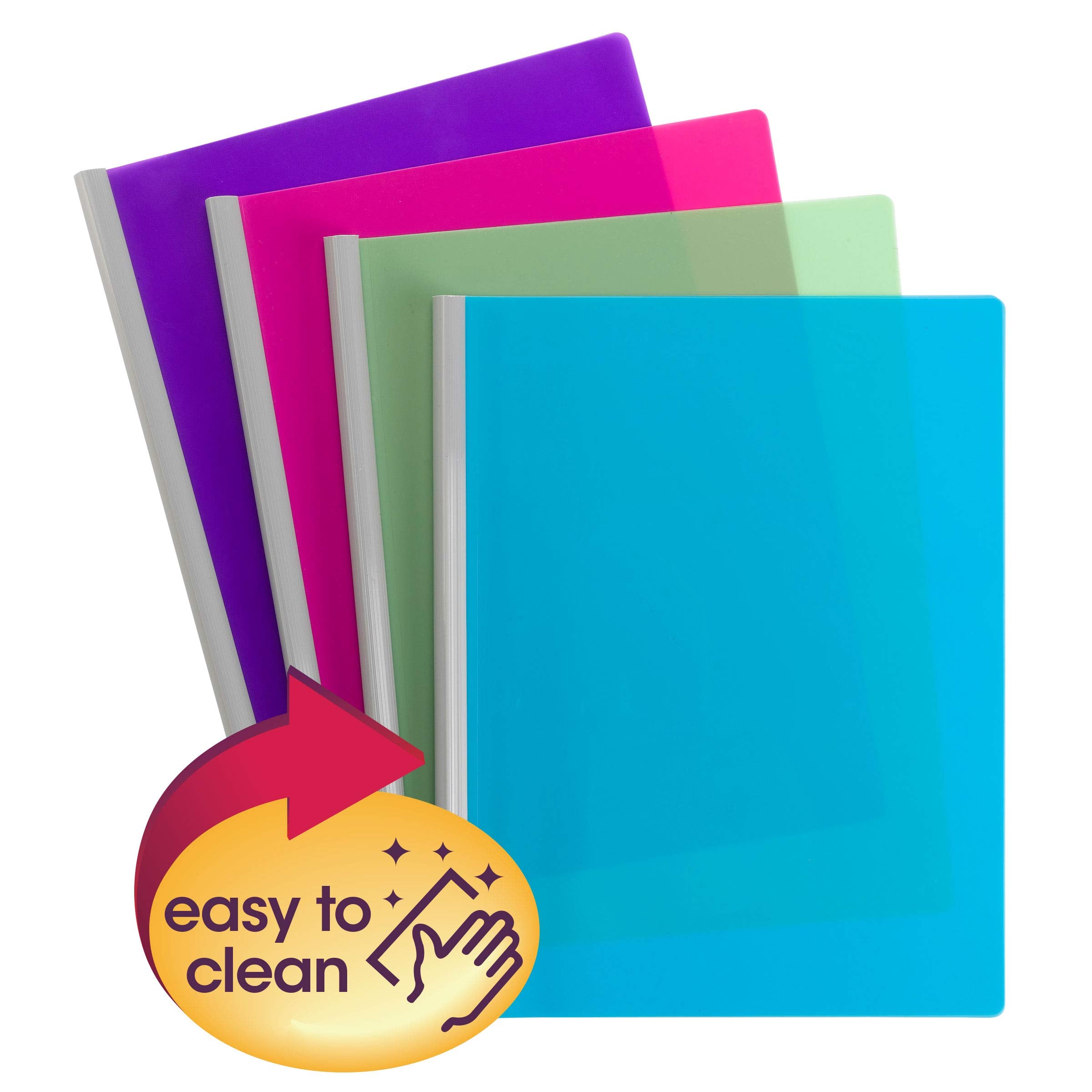 Smead Poly Report Cover with Sliding Bar, 25 Sheet Capacity, Letter Size, Assorted Colors, 12 per Pack (86049)