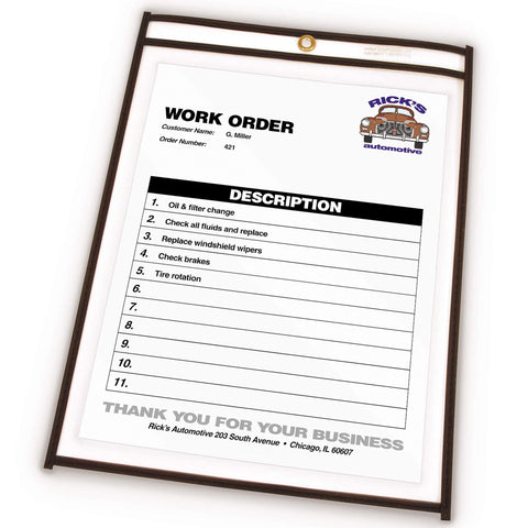 C-Line Stitched Shop Ticket Holders, Both Sides Clear, 8.5 x 11 Inches, 25 per Box (46911)