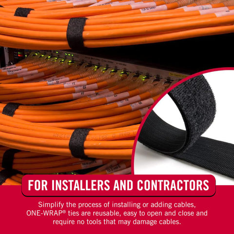 VELCRO Brand ONE-WRAP Roll Black | 30 Ft x 1-1/2 In | Reusable Self-Gripping Hook and Loop Tape | Cut Straps to Bundle Tie Materials and Tools in Garage Shed or Worksite