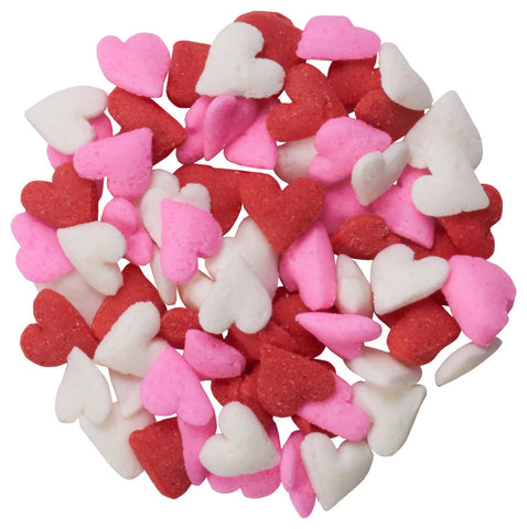 DECOPAC Valentine's Day Quins, 18oz, Fancy Sprinkles In Heart Shapes, Candy Sprinkles in Handheld Container, Edible Sprinkles For Celebration Cakes, Cupcakes, Cookies