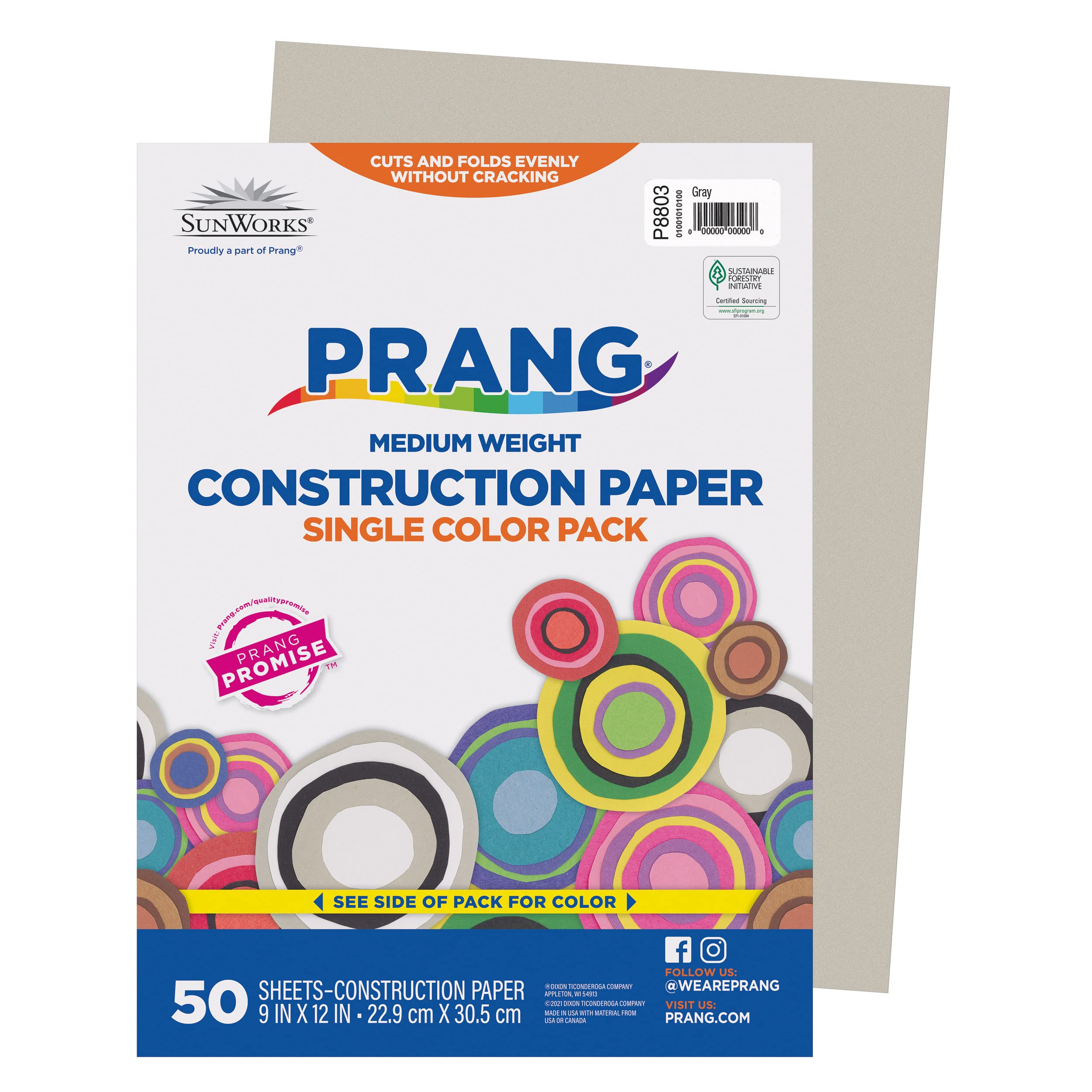 Prang (Formerly SunWorks) Construction Paper, Gray, 9" x 12", 50 Sheets