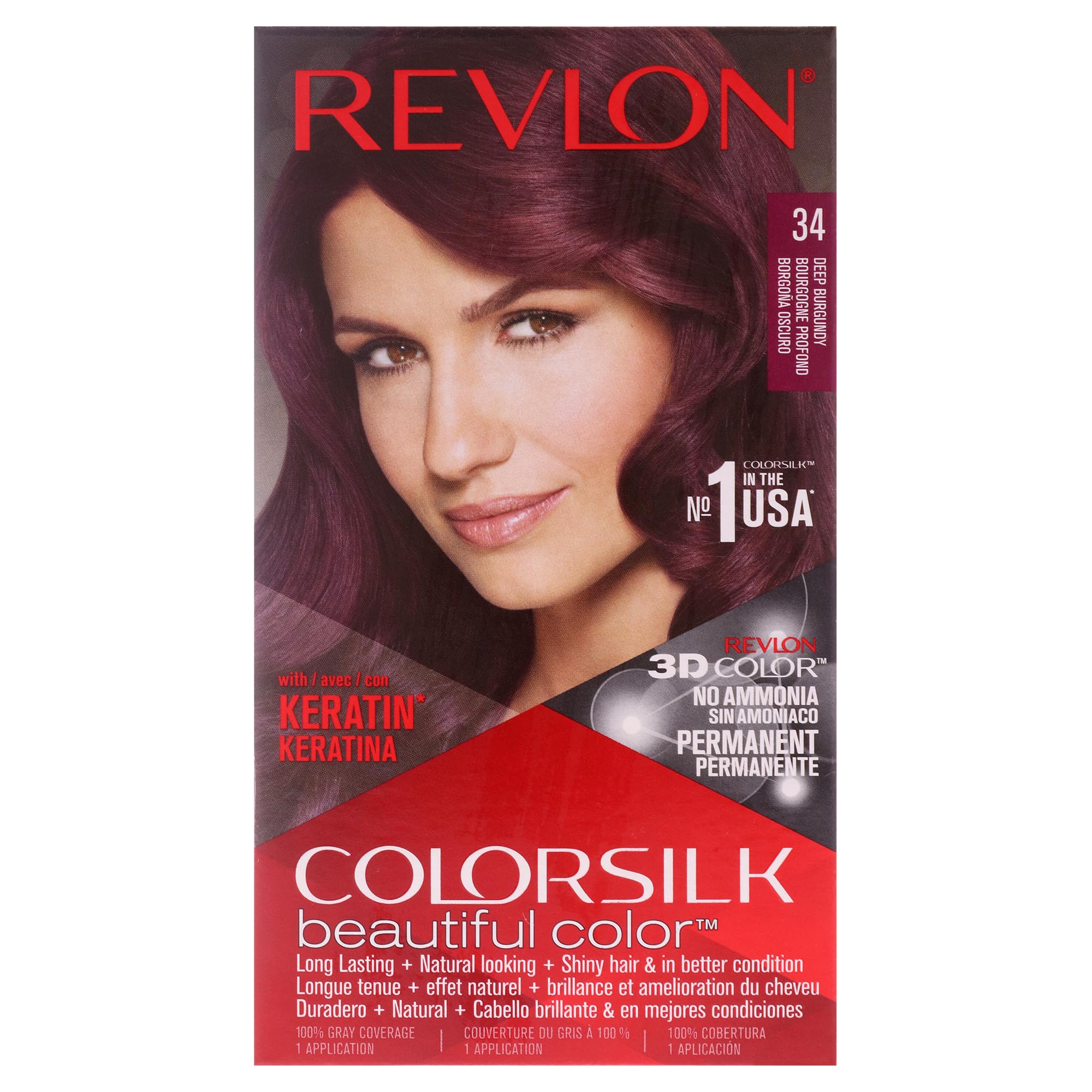 REVLON Colorsilk Beautiful Color for Unisex 34 Burgundy, DEEP BURGUNDY-34, 1 Count