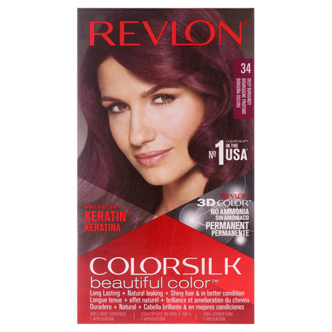 REVLON Colorsilk Beautiful Color for Unisex 34 Burgundy, DEEP BURGUNDY-34, 1 Count