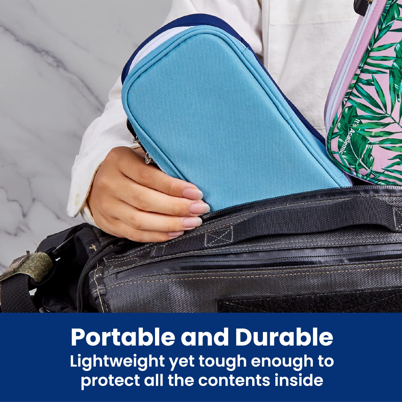 It's Academic Locking Pencil Case, for Office & School Supplies, Travel Organizer Bag, Compact, High Capacity, Light Weight, Blue (24371-BL)