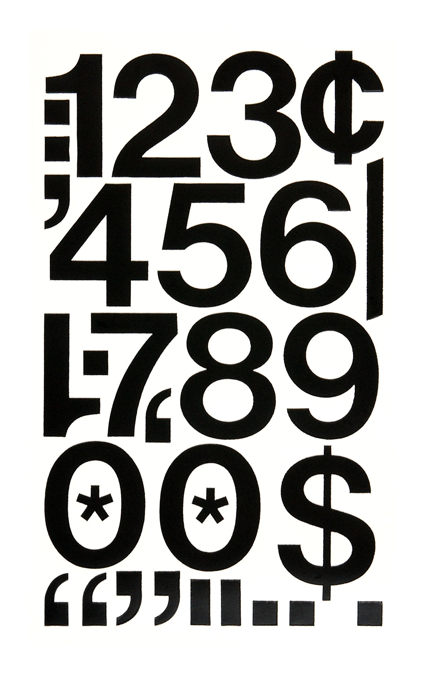 Chartpak Self-Adhesive Vinyl Numbers, 2 Inches High, Black, 12 per Pack (01150)