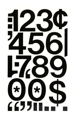 Chartpak Self-Adhesive Vinyl Numbers, 2 Inches High, Black, 12 per Pack (01150)