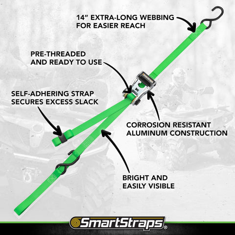 SmartStraps 14 ft. Green RatchetX Tie Down Straps with 500 lb. Safe Work Load - 4 pack 345