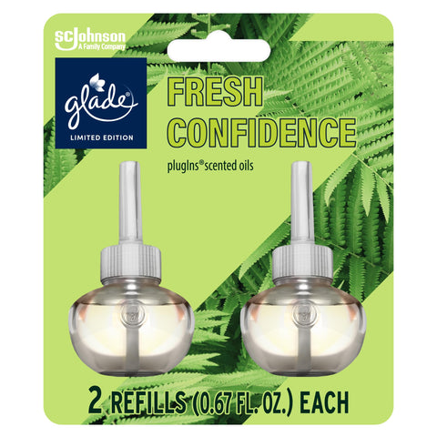 Glade PlugIns Refills Air Freshener, Fresh Confidence, Scented and Essential Oils for Home and Bathroom, 0.67 Fl Oz, 2 Count