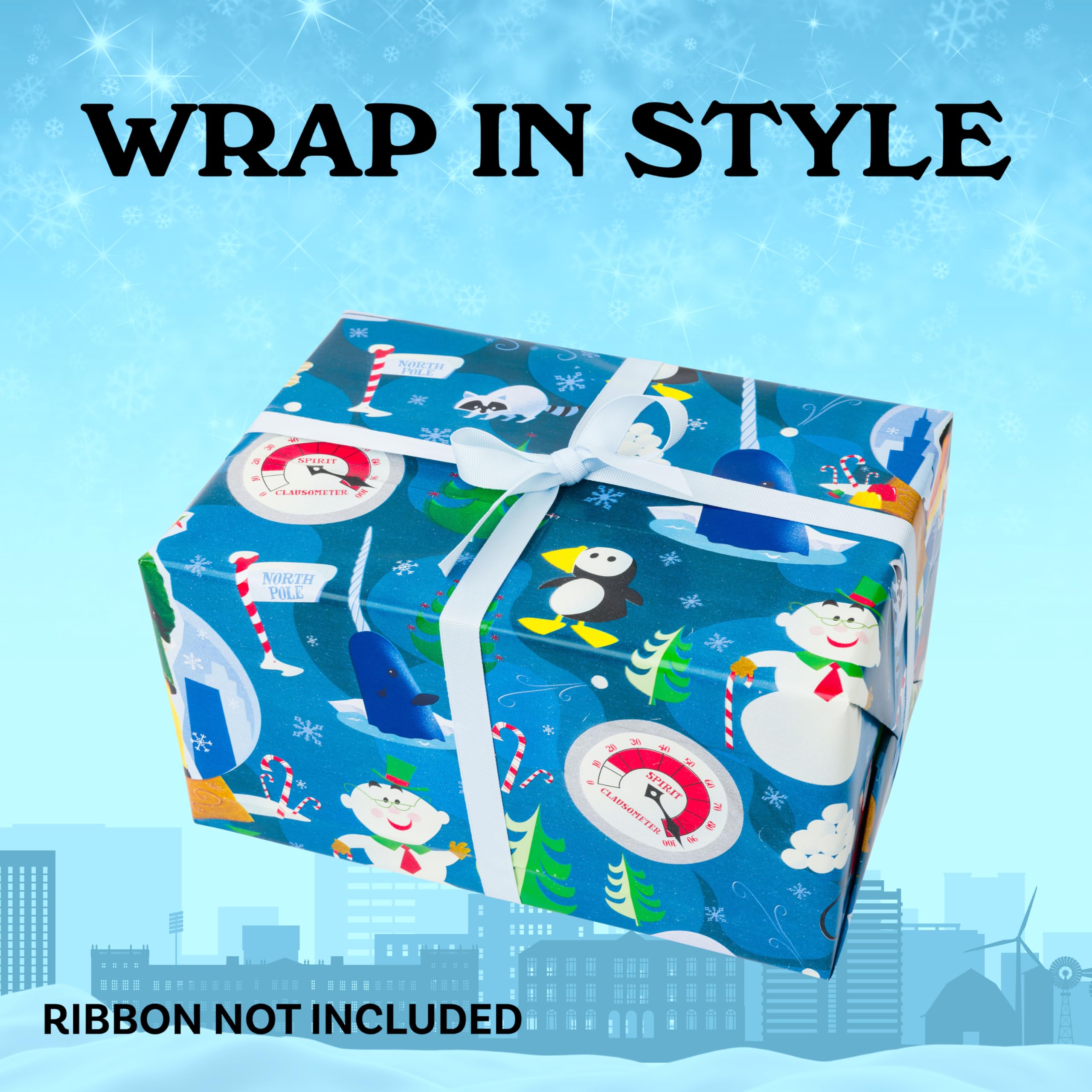 Buddy the Elf Snow Globe Christmas Wrapping Paper - 12 Sheets - 20" x 30" - Festive Holiday Gift Wrap by Silver Buffalo