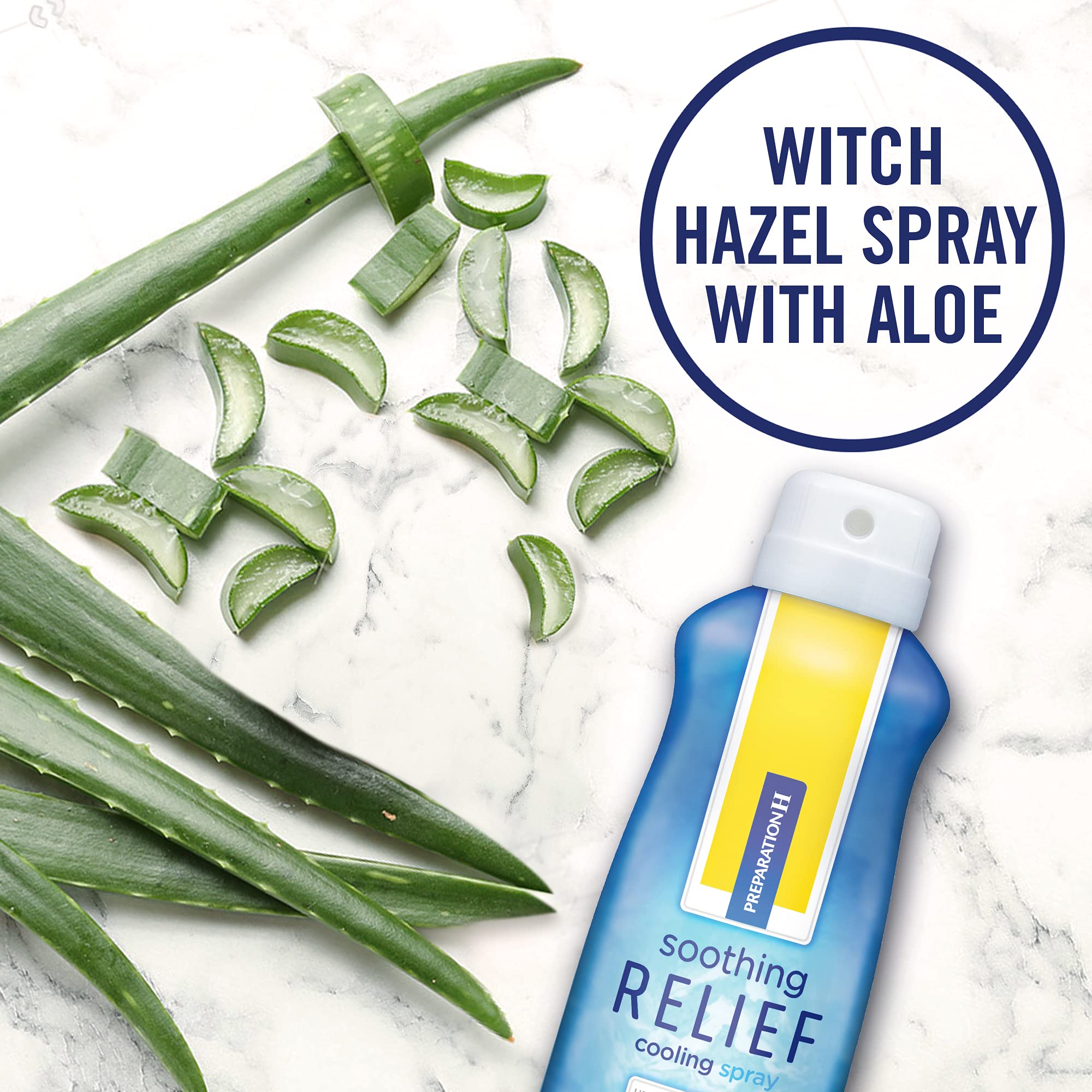 Preparation H Soothing Relief Cooling Spray, No-touch Witch Hazel Spray for Irritated Skin Relief - 2x2.7 Oz Bottles