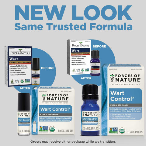 Forces Of Nature -Natural, organic wart Extra Strength Remover (4ml) Non Gmo, No Harmful Chemicals, Nontoxic -Eliminate Planter, Facial, Flat, Body, Hands, Fingers & Foot Warts At The Root