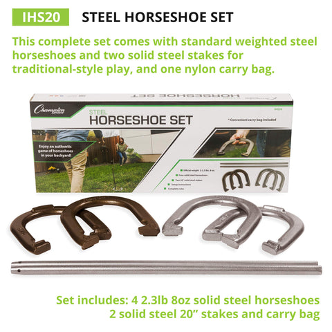 Champion Sports unisex adult Classic Horseshoe Game Set, Black/Silver/Brass, One Size US