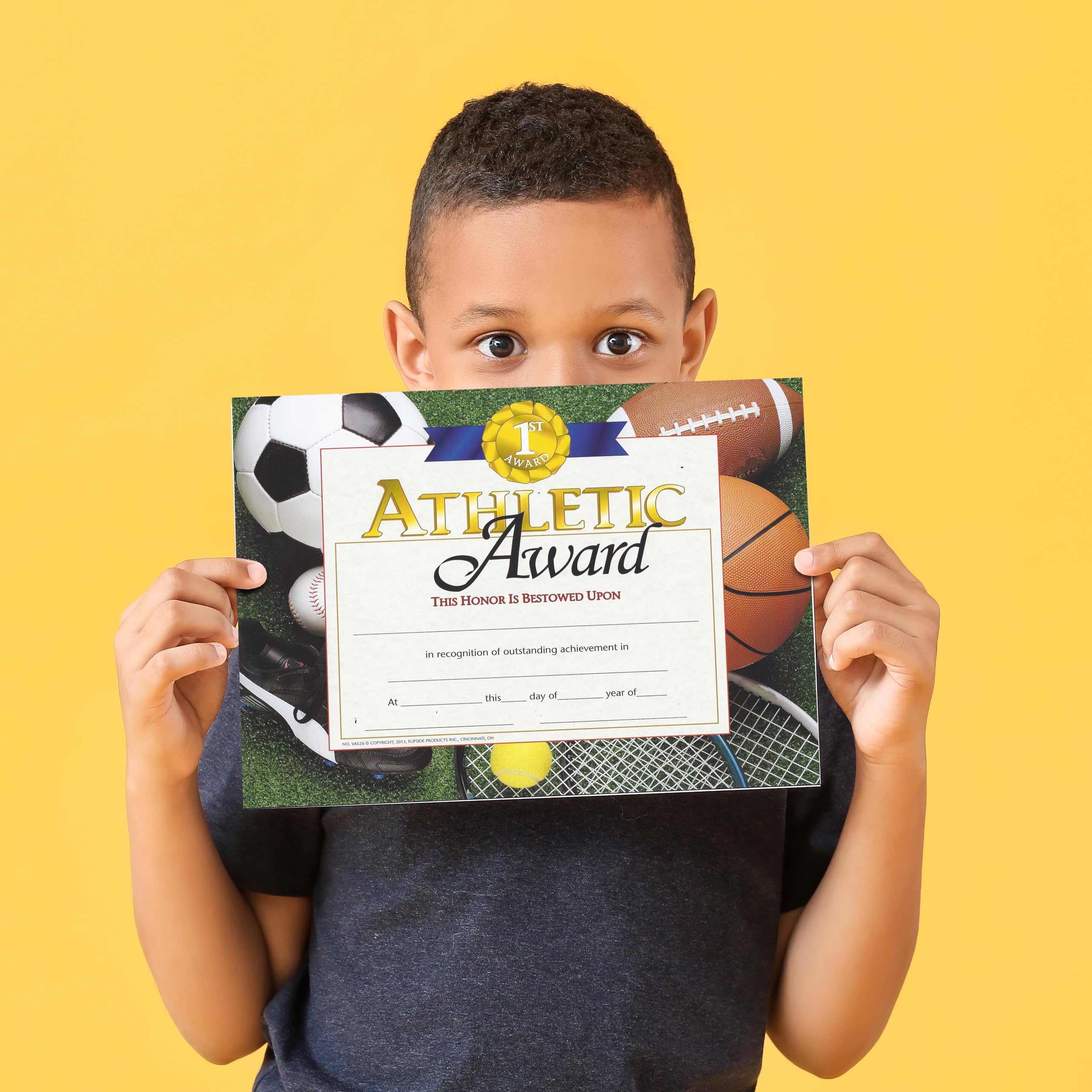 Hayes Athletic Award Certificates, Customizable Sports Award for Students and Teams, Full-Color Glossy Finish, 8.5" x 11" - 30 Pack