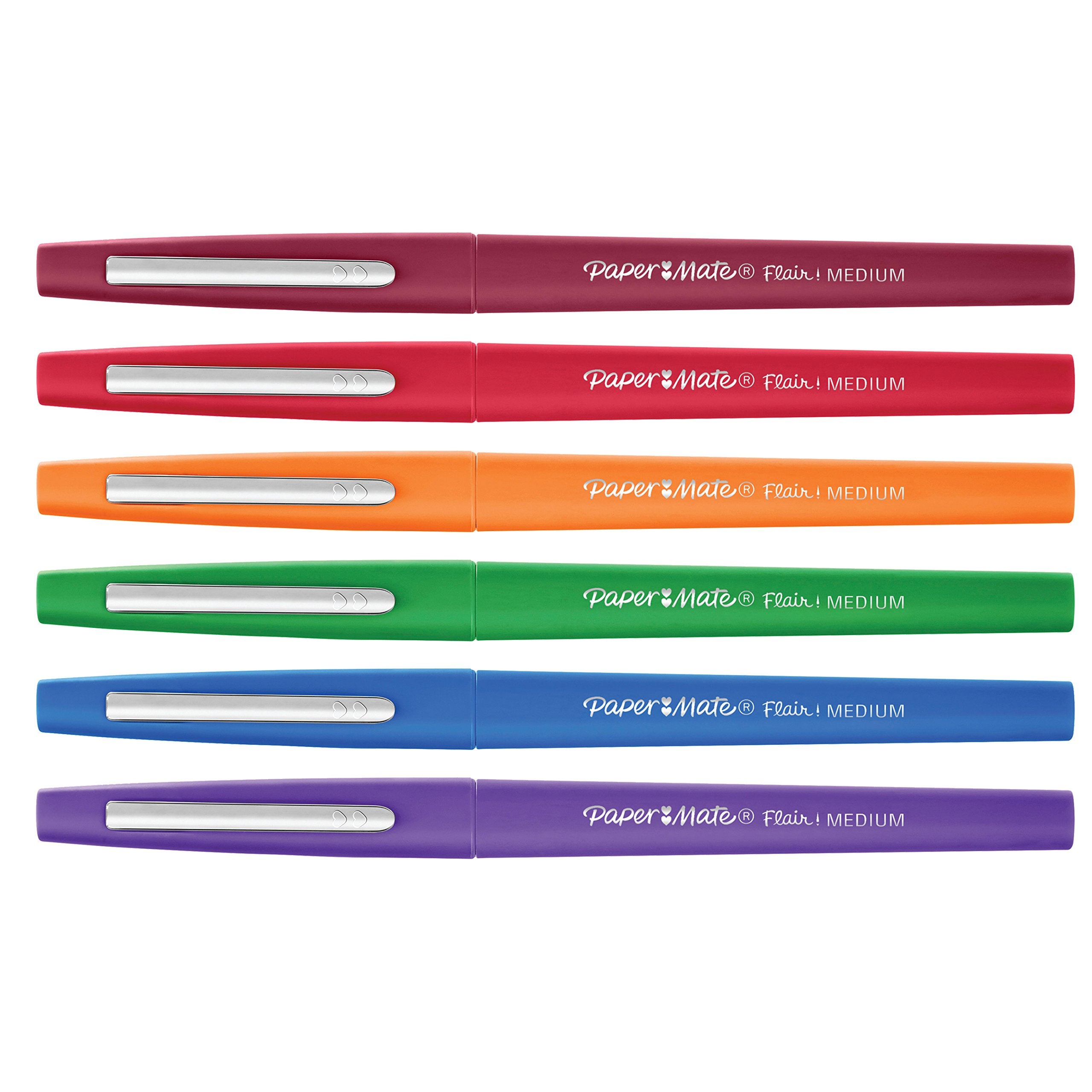 Paper Mate Flair Felt Tip Pens, Medium Point (0.7mm), Pastel Colors, 6 Count