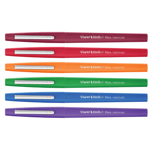Paper Mate Flair Felt Tip Pens, Medium Point (0.7mm), Pastel Colors, 6 Count
