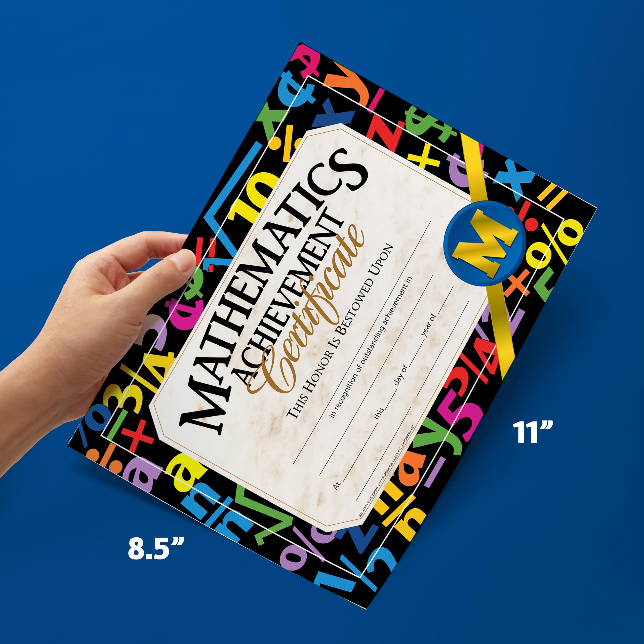 Flipside Products Mathematic Achievement Certificate, Math Recognition, Student Award, Incentive, 8.5" x 11", 30 Pack