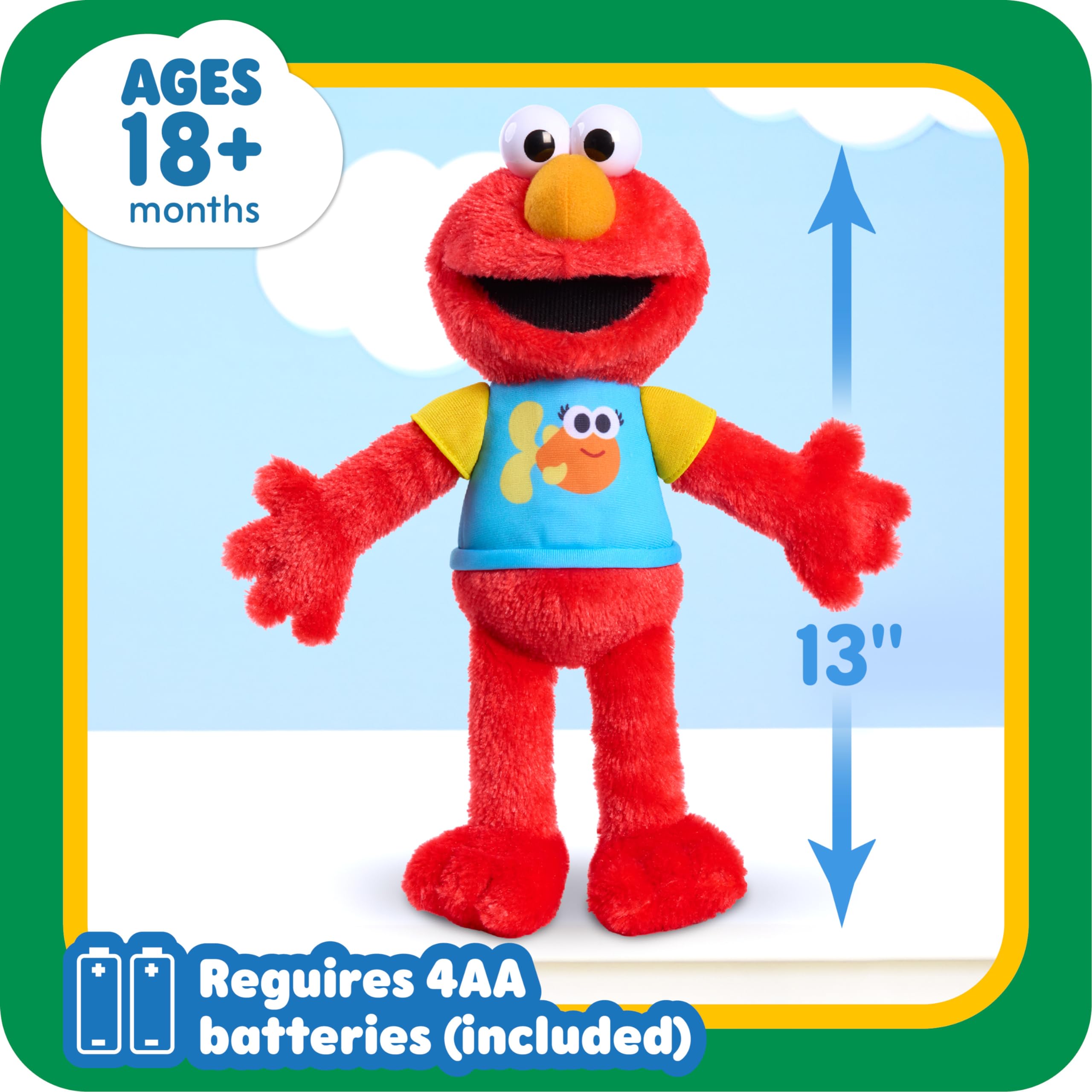 Sesame Street 13-inch Sing-Along Plush Elmo Stuffed Animal, Kids Toys for Ages 18 Month by Just Play